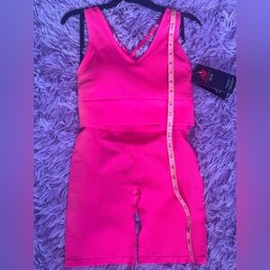 New Balance Women's Vivid Pink Bike Shorts Set